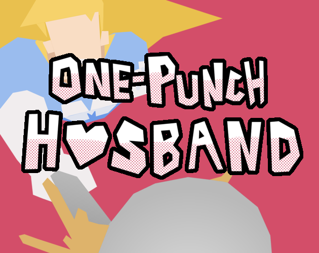 Blocky art of a superhero with a ladle and title text One Punch Husband